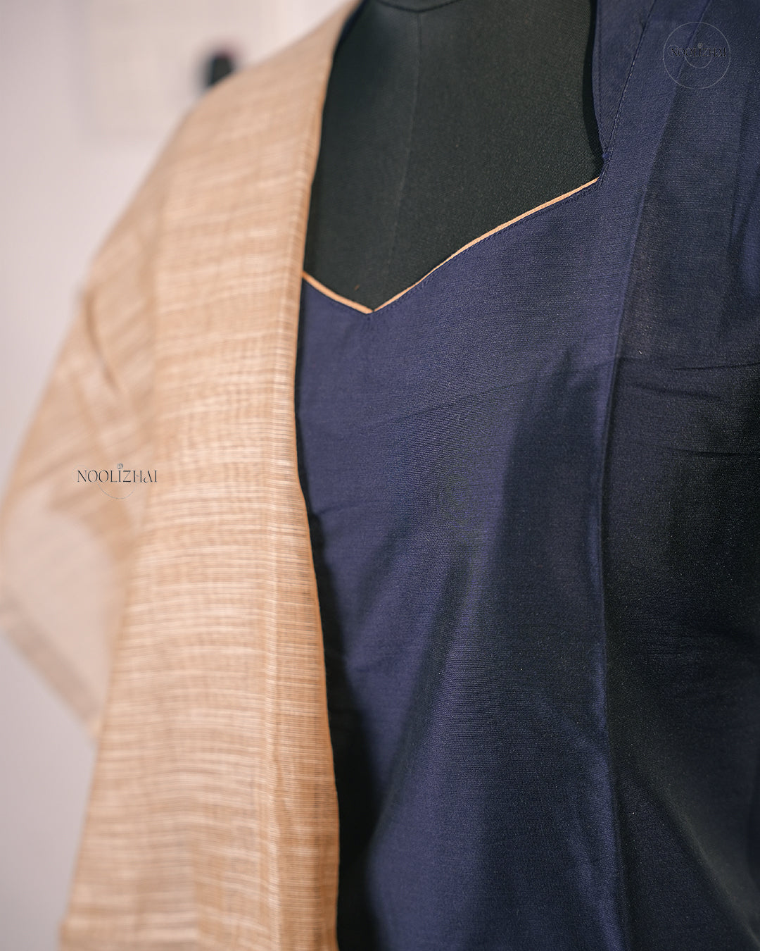 Navy blue silk salwar set