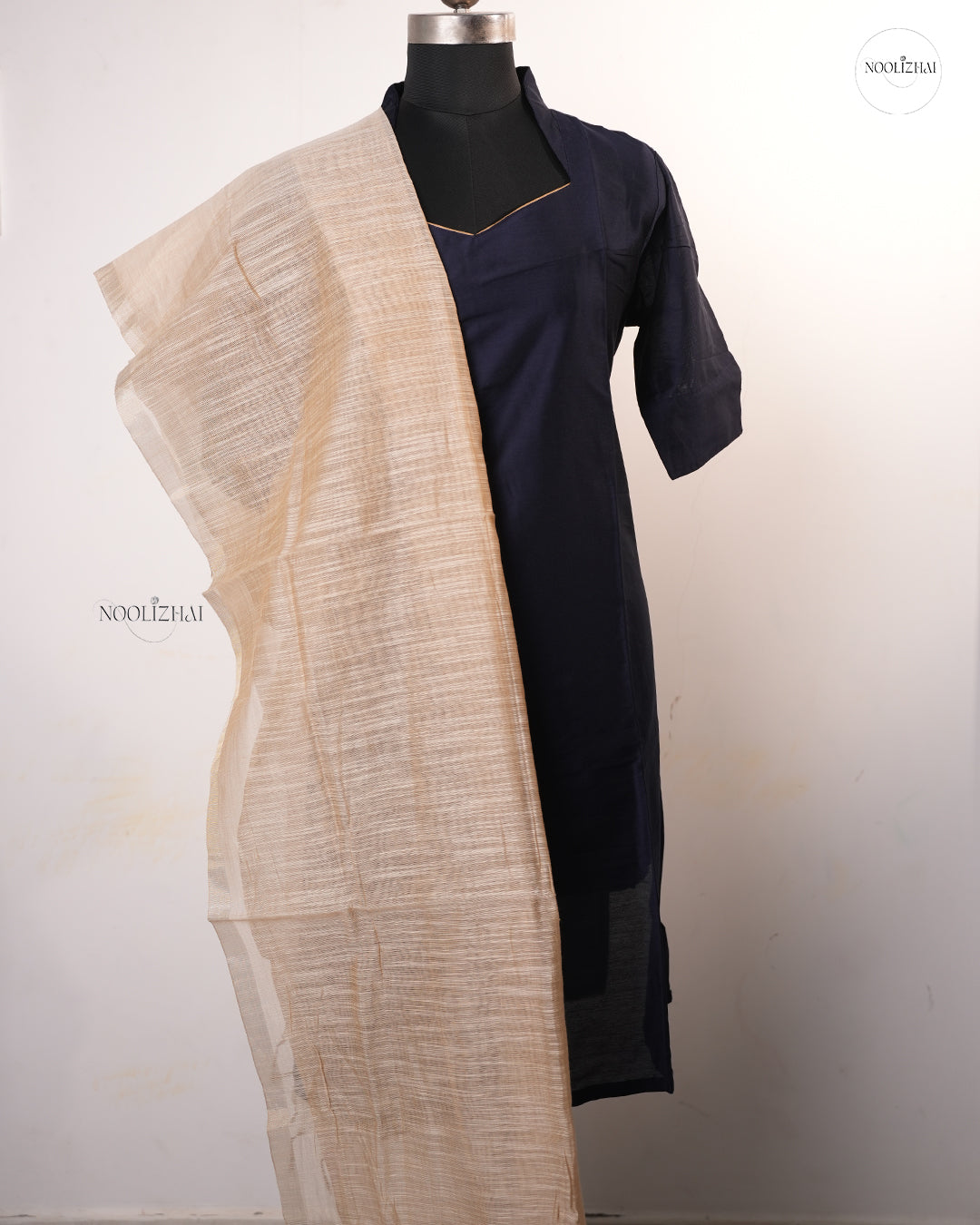 Navy blue silk salwar set
