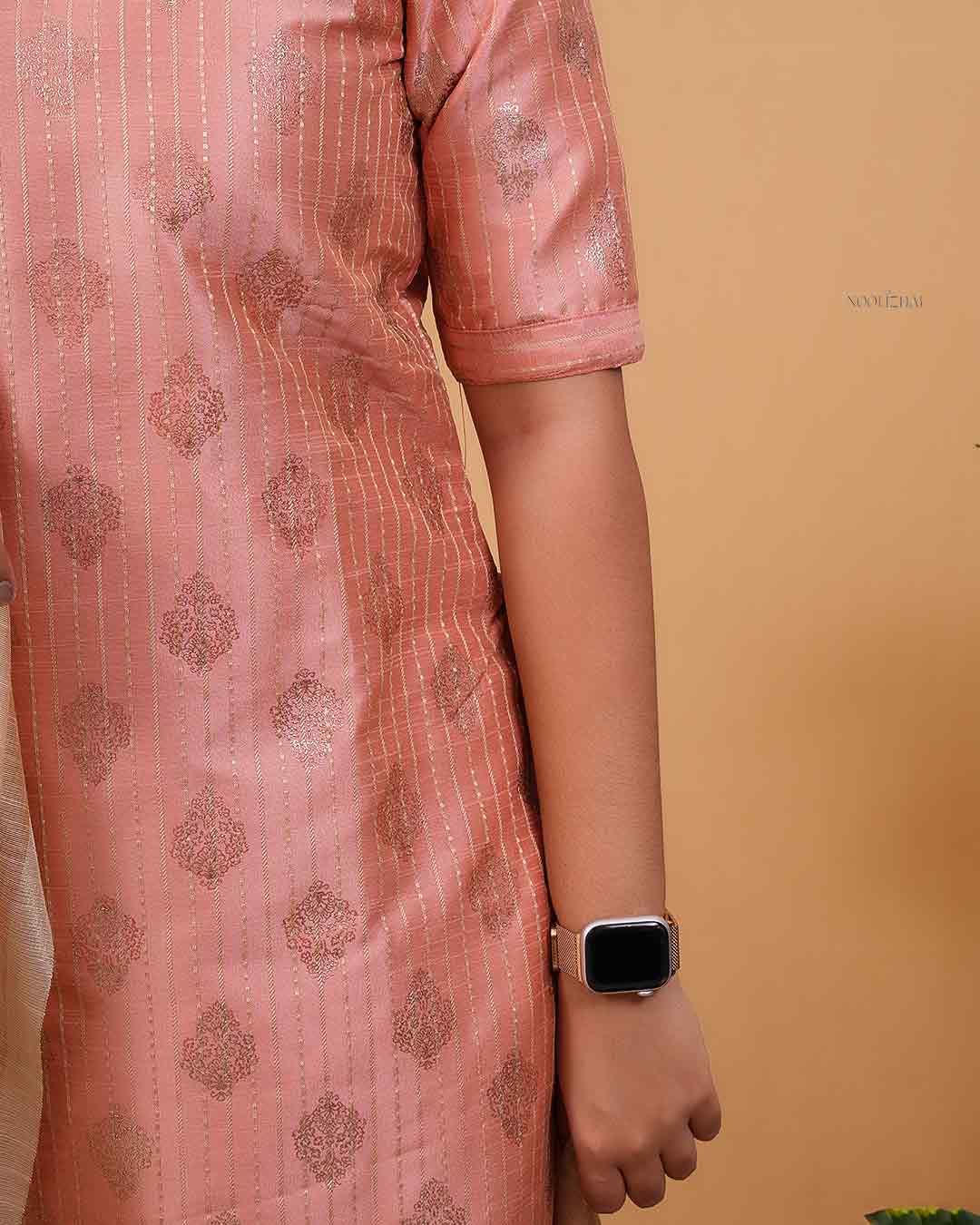 Soft Coral Kurta Set with Elegant Dupatta