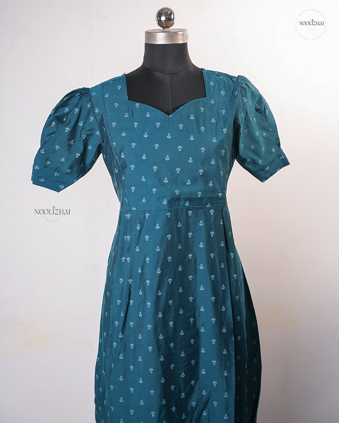 Teal silk maxi