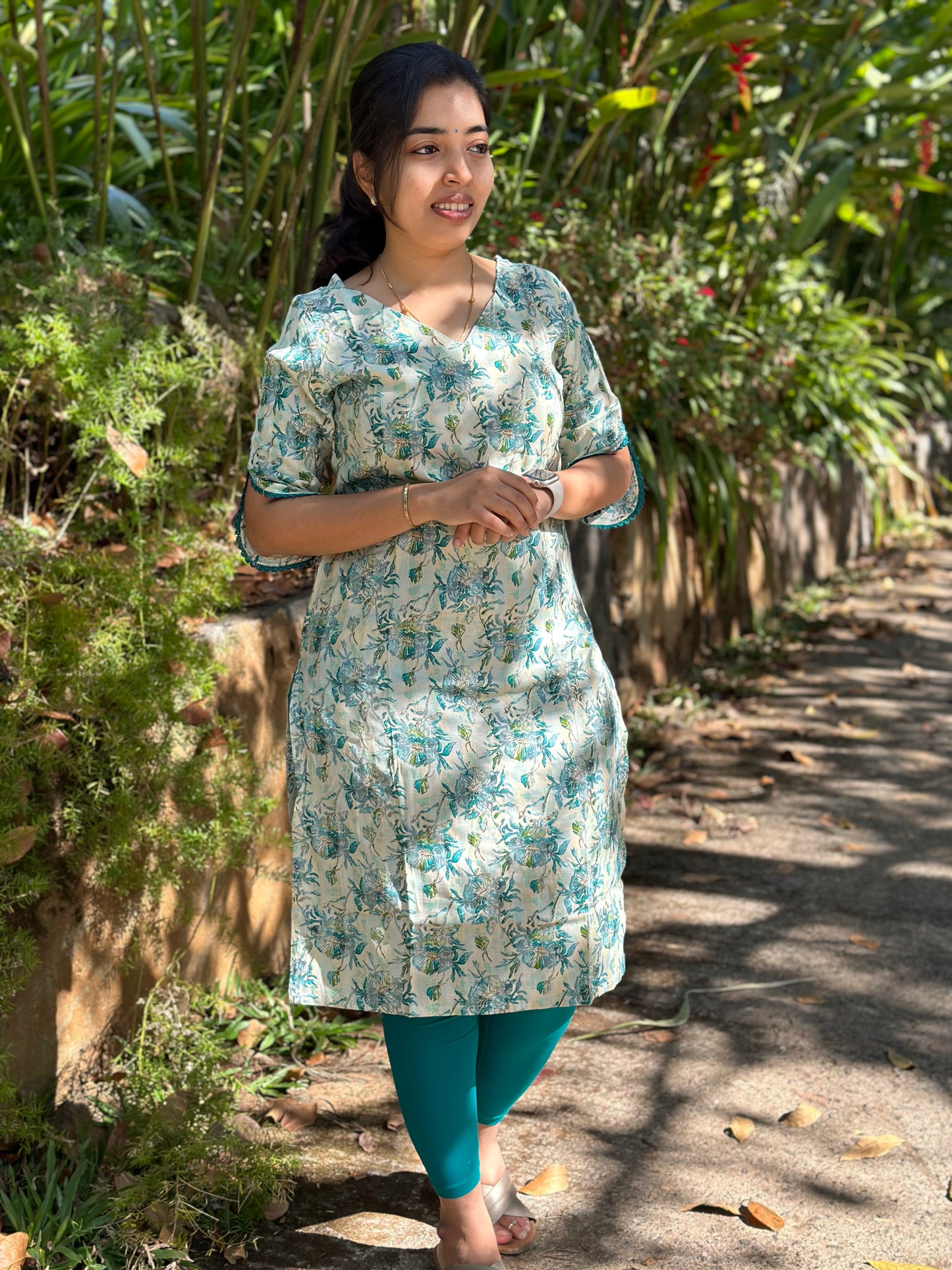 Floral Bliss - teal blue
