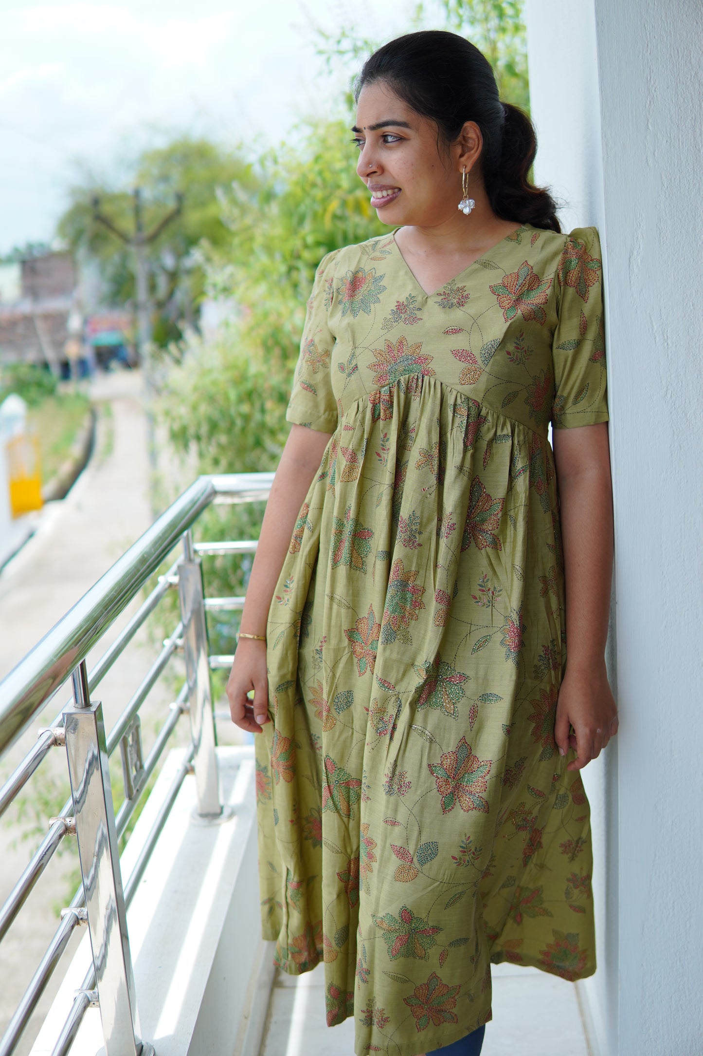 Olive Green Alia Cut Kurti
