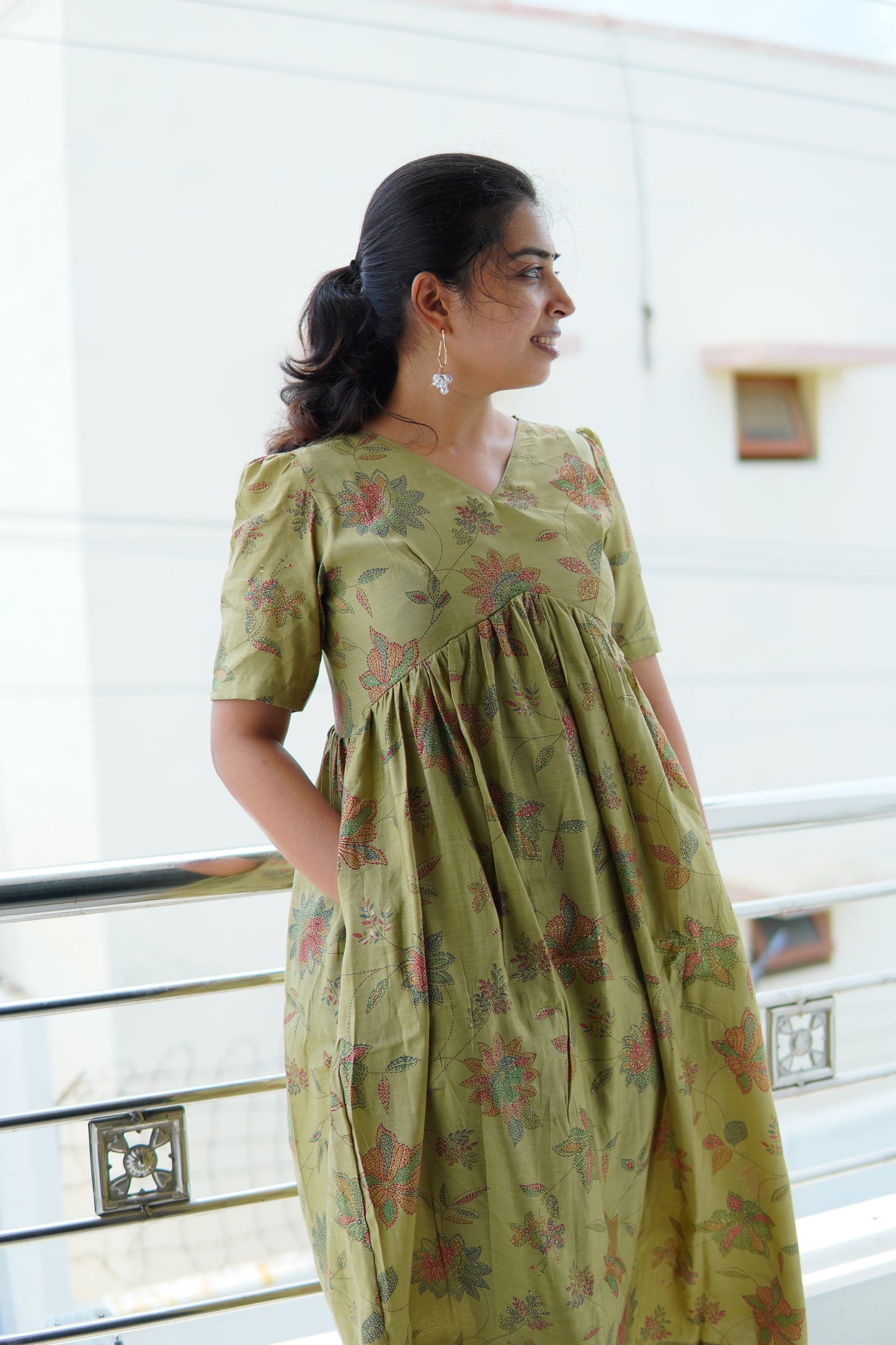 Olive Green Alia Cut Kurti