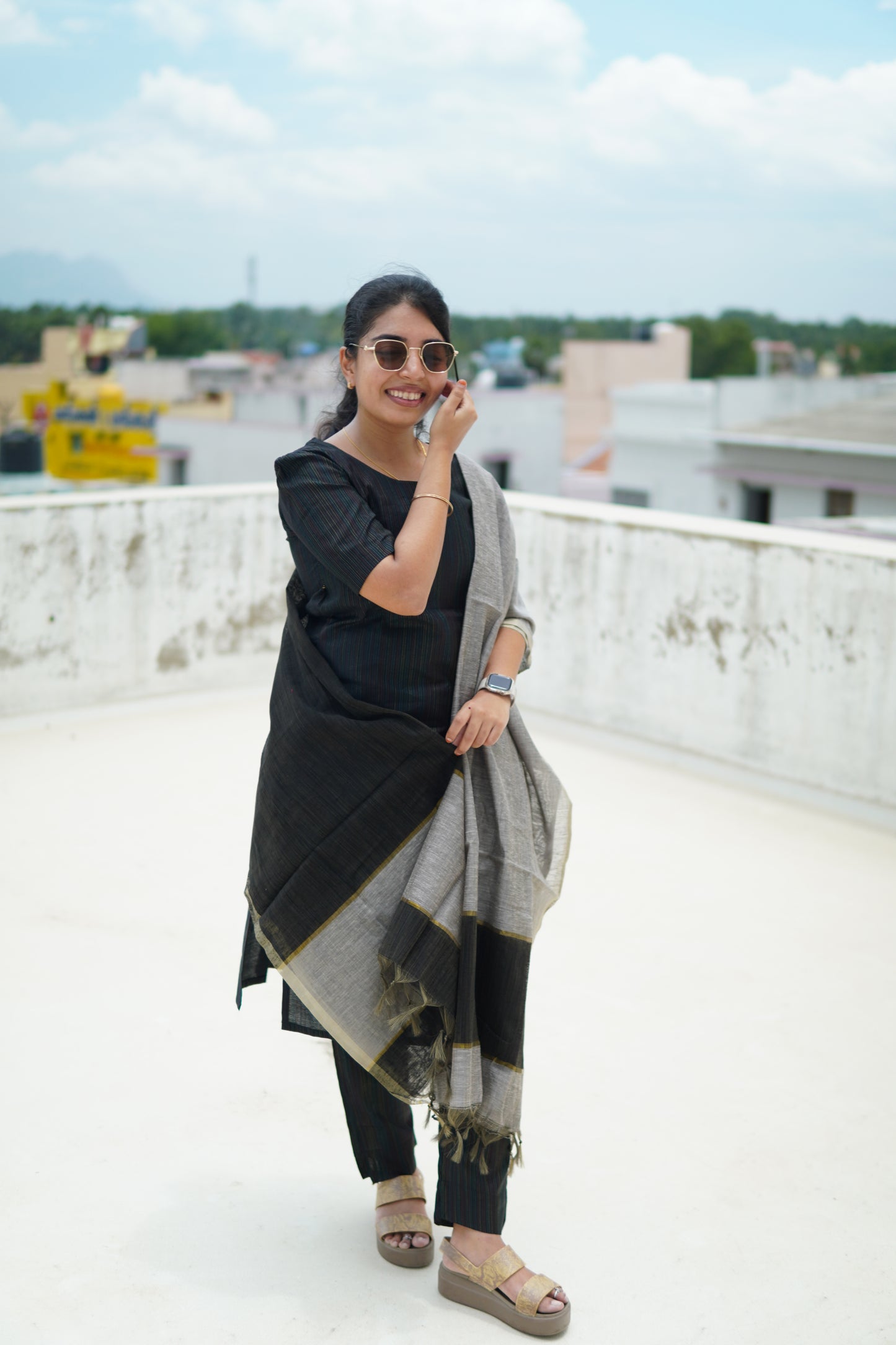 Black Beauty:Salwar set with shawl