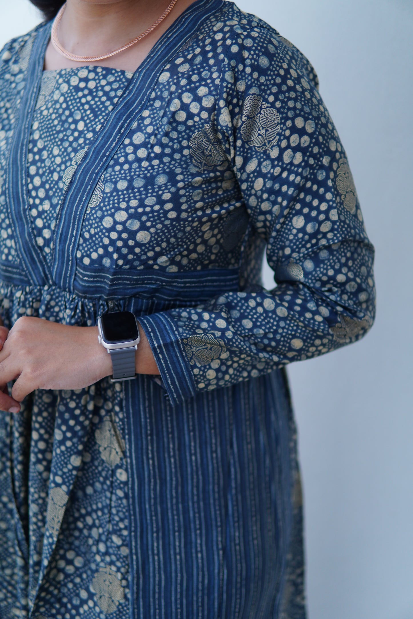 Blue Breeze : Dot print full length dress