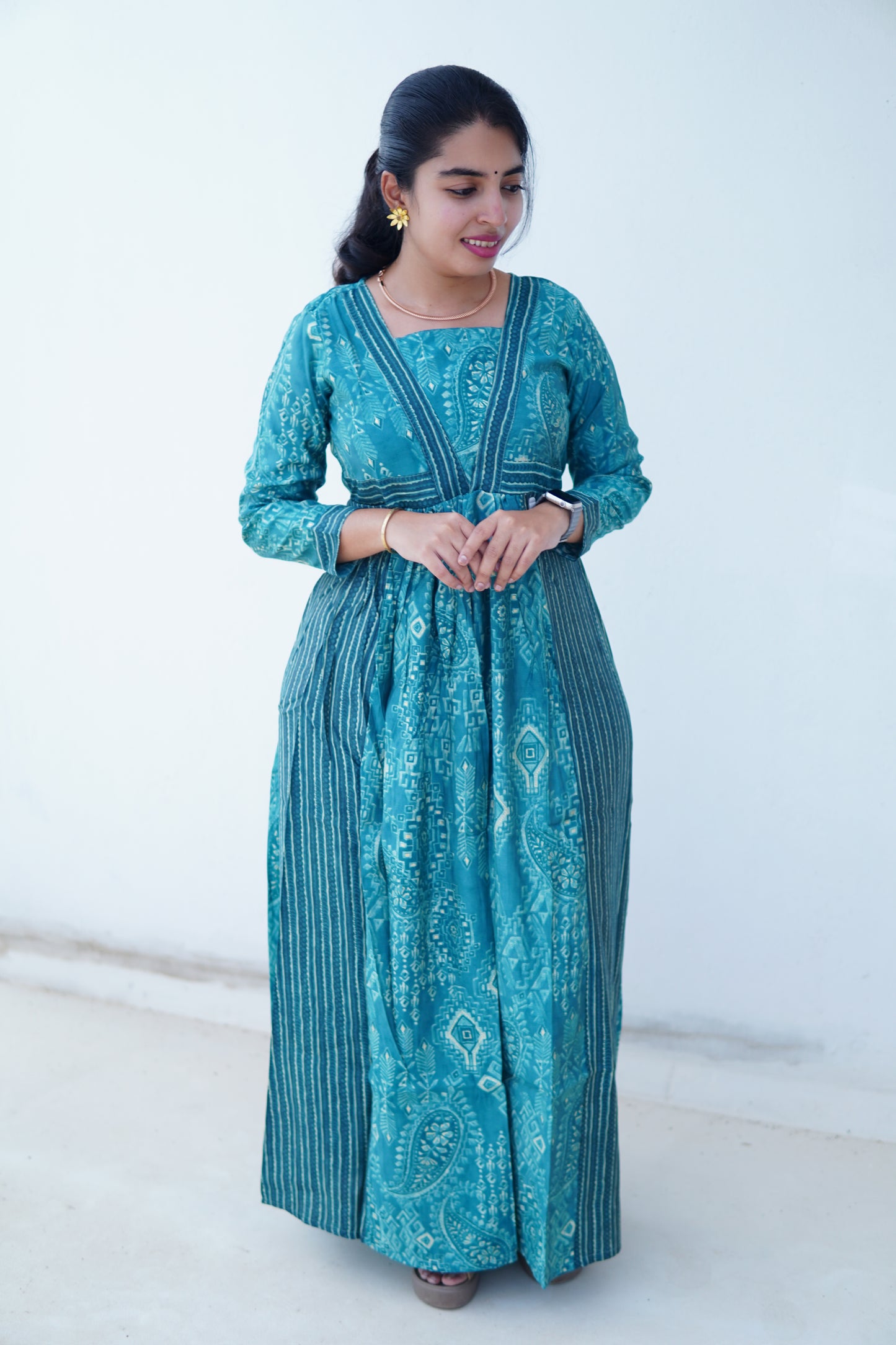 Teal Temptation: Full length Dress