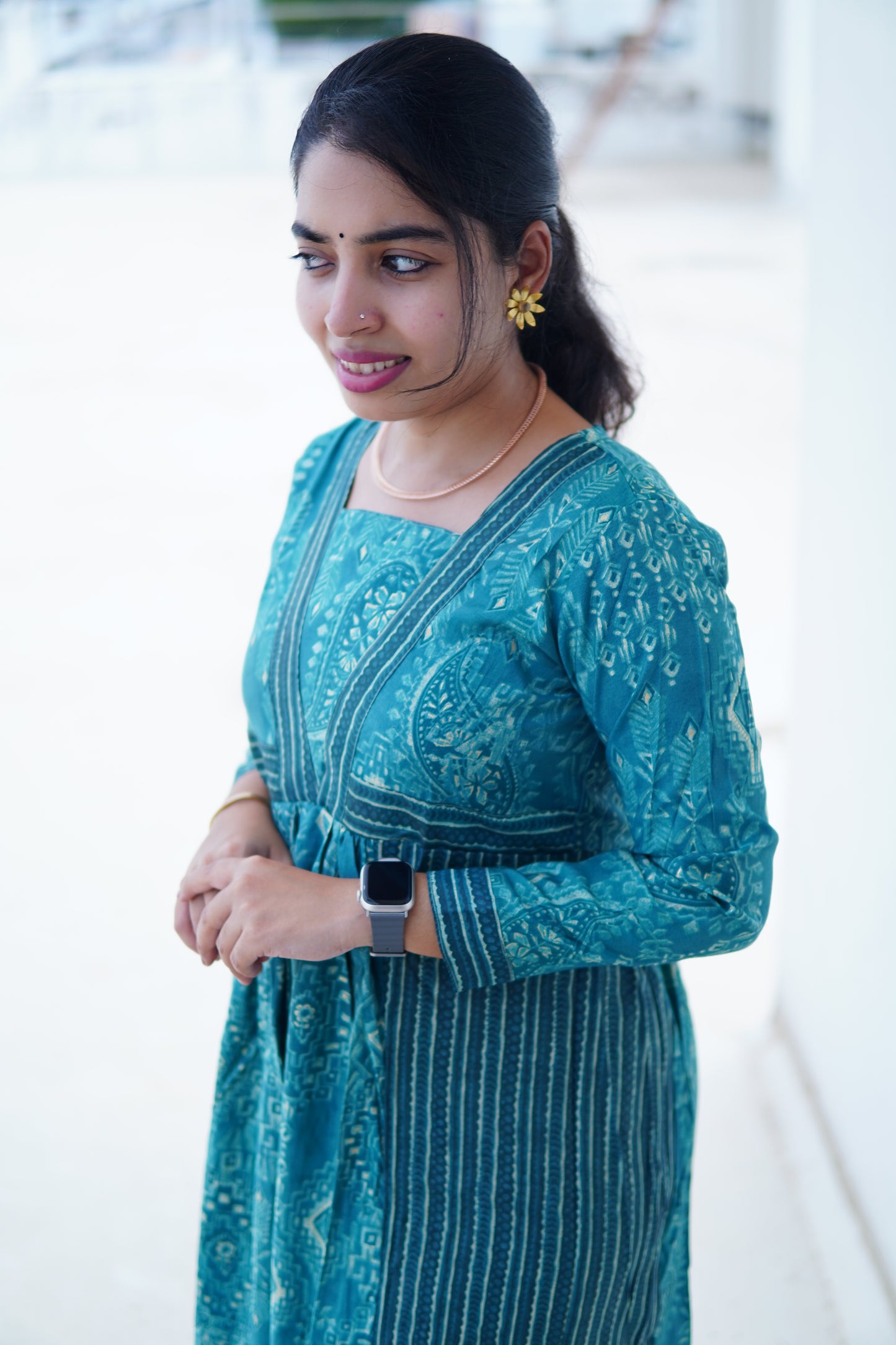 Teal Temptation: Full length Dress