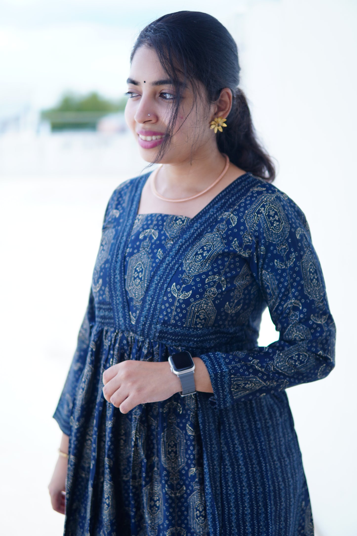 Navy nights:Blue full length dress