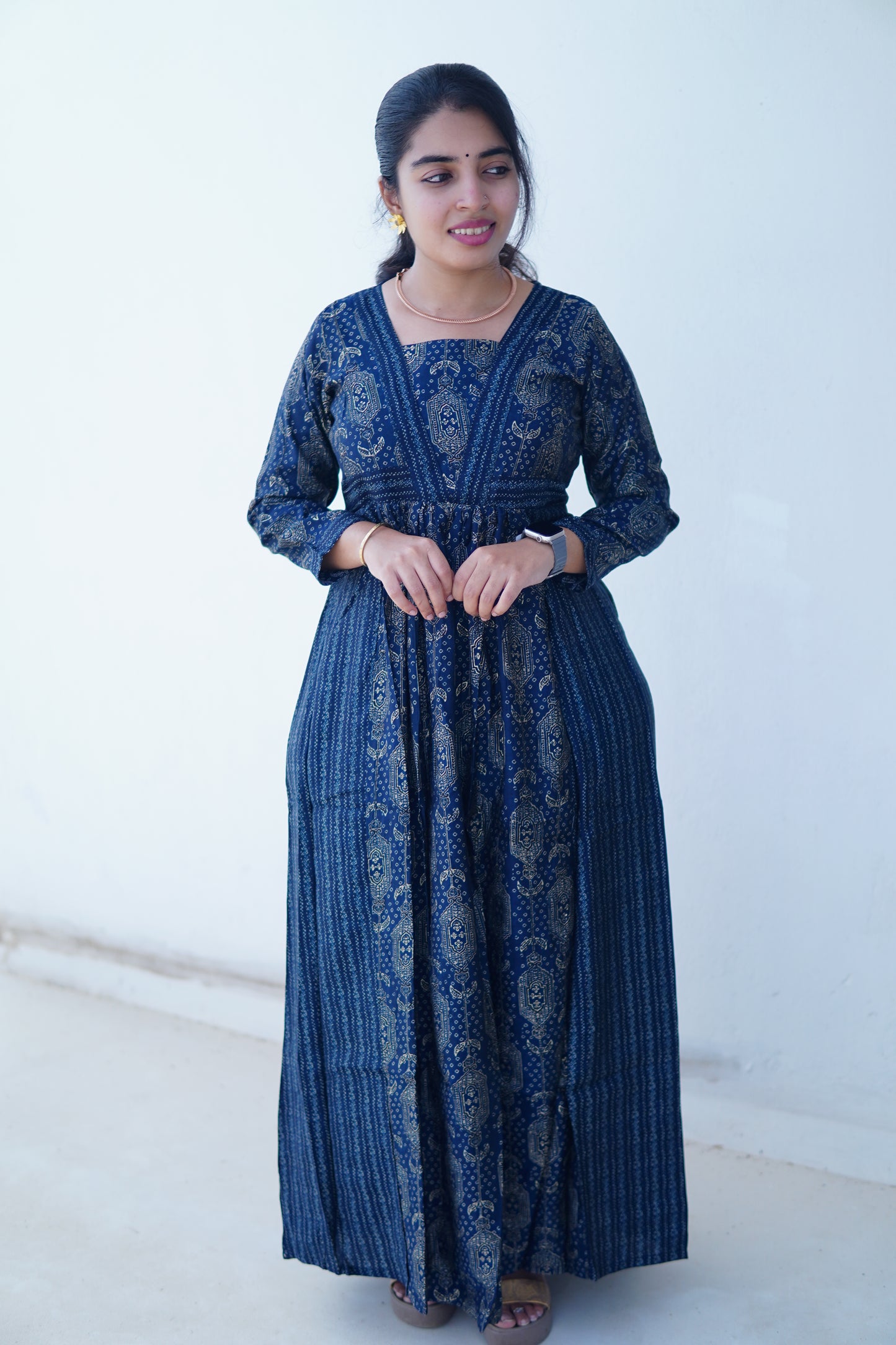 Navy nights:Blue full length dress