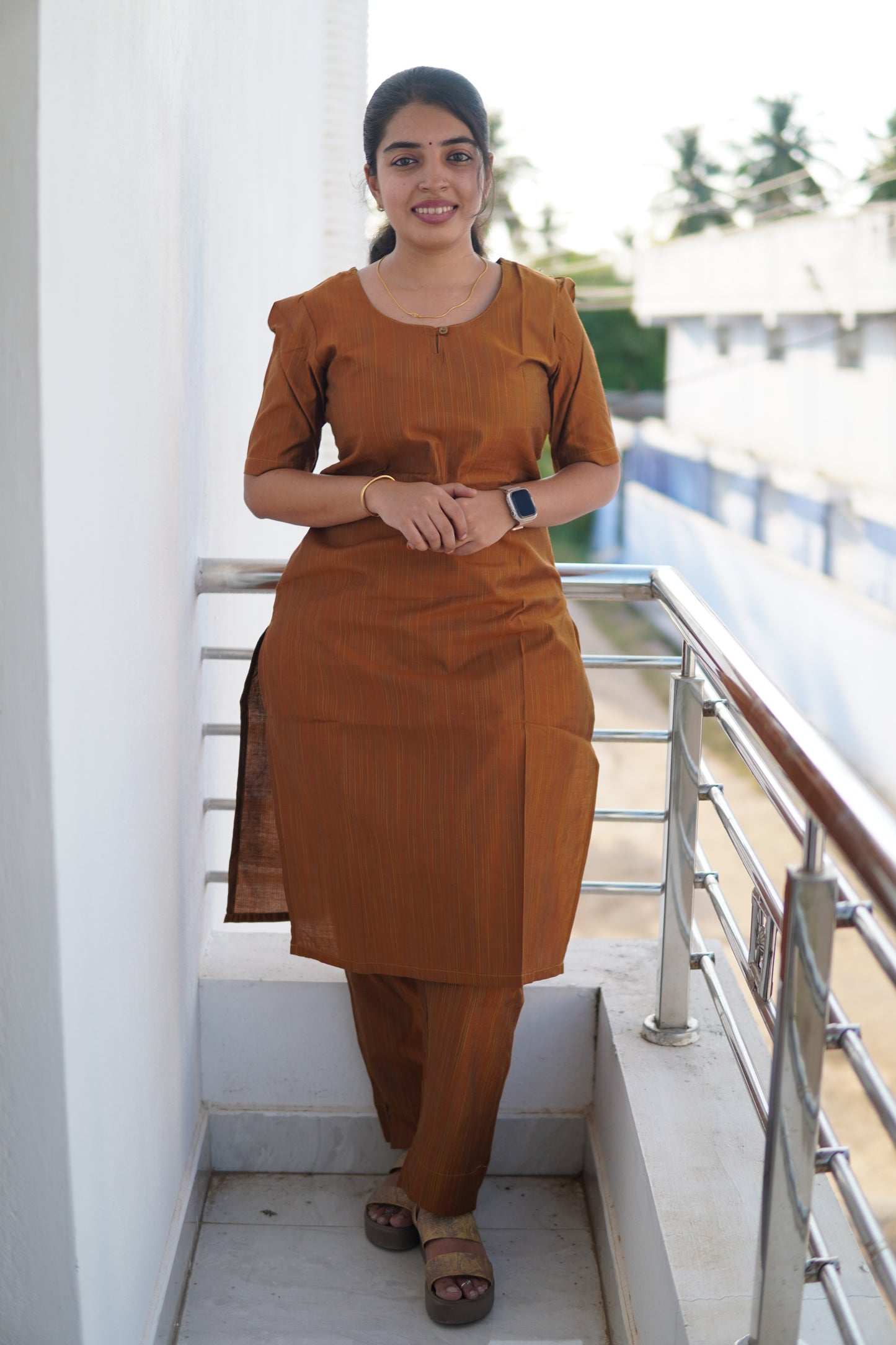 Golden Glow:Mustard salwar set with shawl