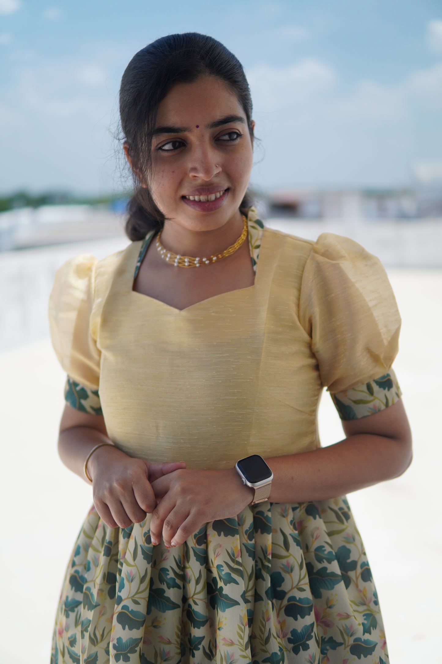 Leafy Elegance: Sandal long salwar