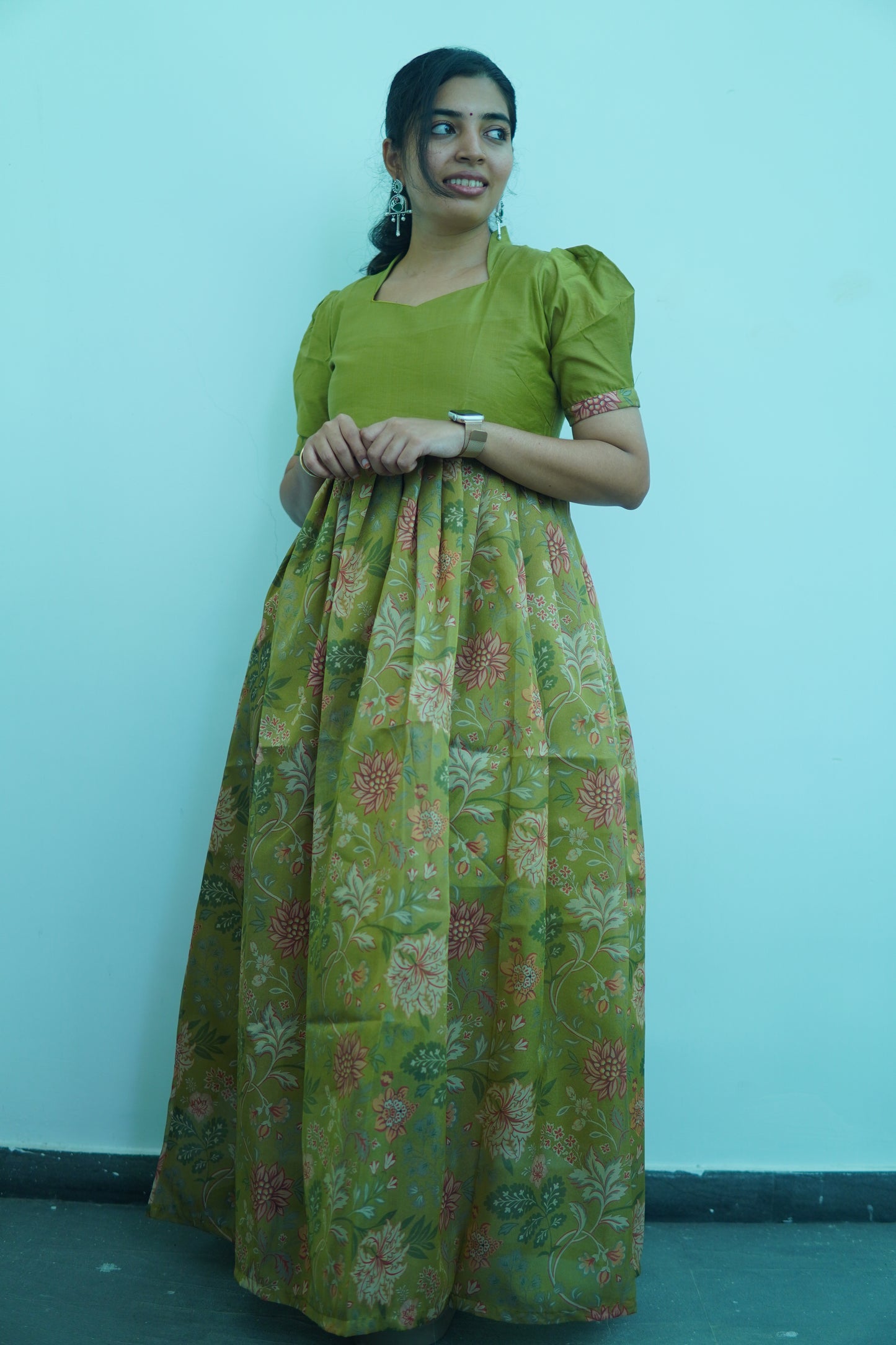 Nature's Harmony:Olive Green long salwar