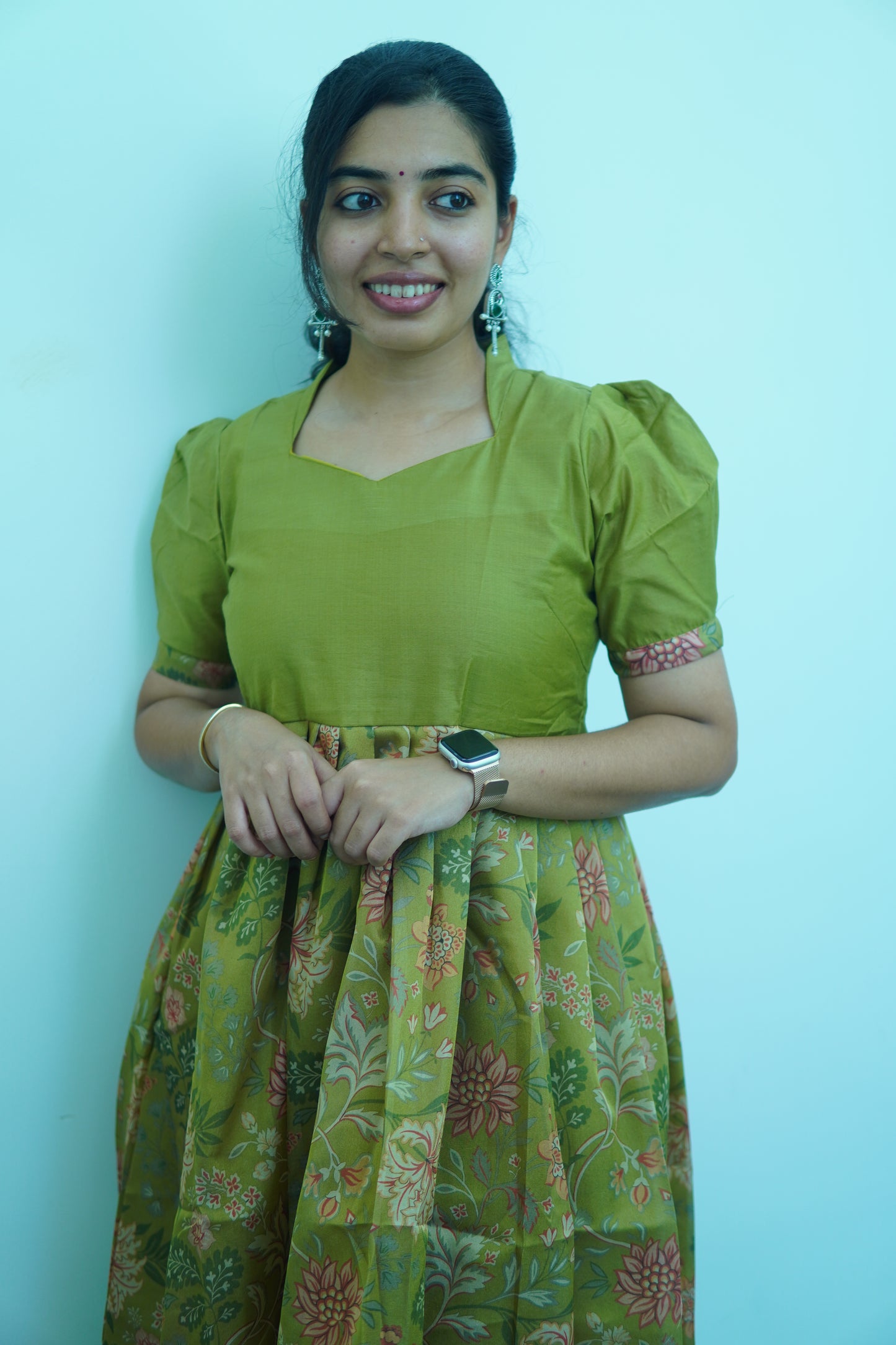 Nature's Harmony:Olive Green long salwar