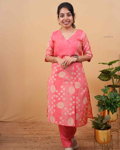 Peach muslin silk salwar set