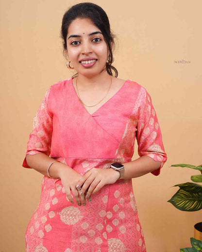 Peach muslin silk salwar set