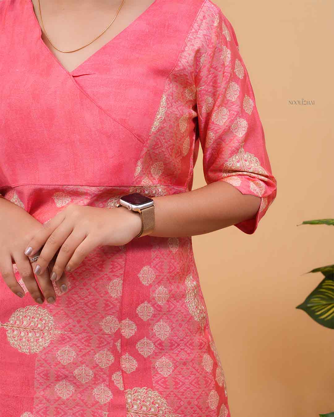 Peach muslin silk salwar set