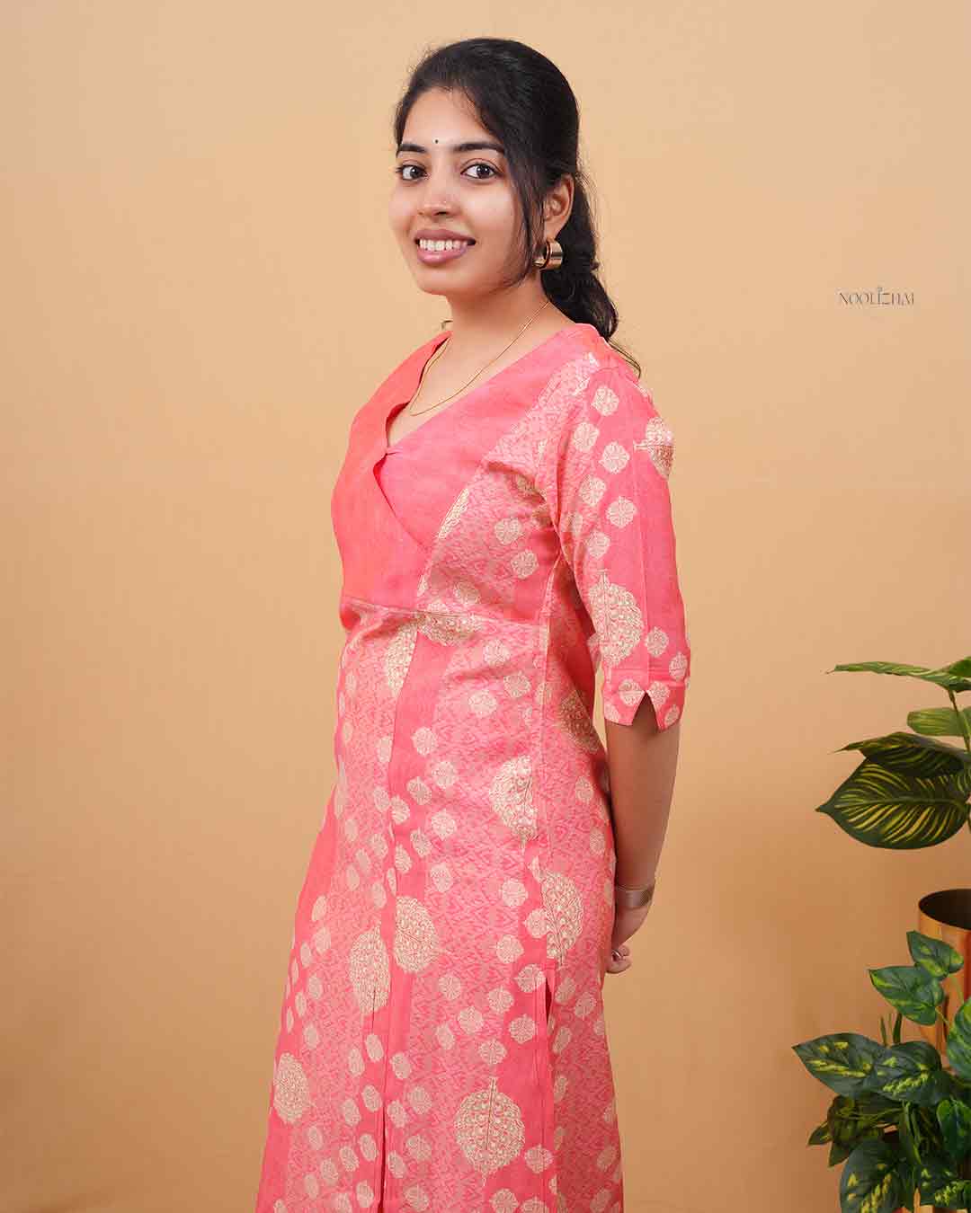 Peach muslin silk salwar set
