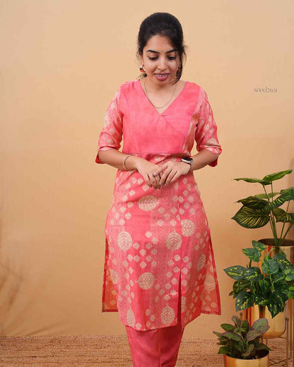 Peach muslin silk salwar set