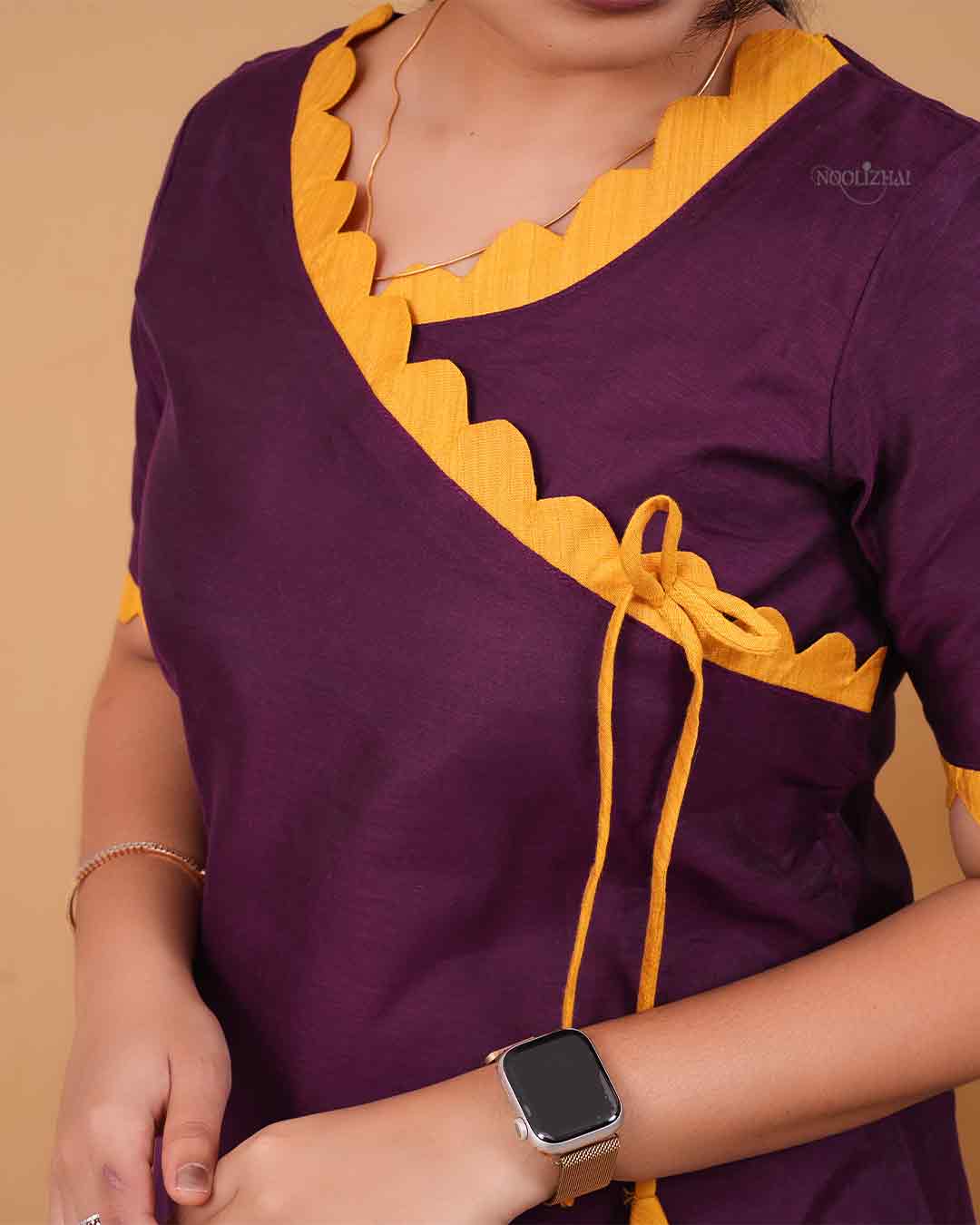 Designer Wrap-Style Kurta in Wine Shade