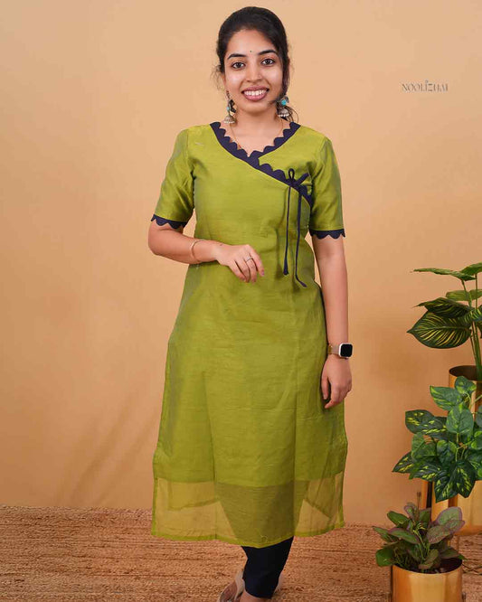 Designer wrap-Style Kurta in Green shade