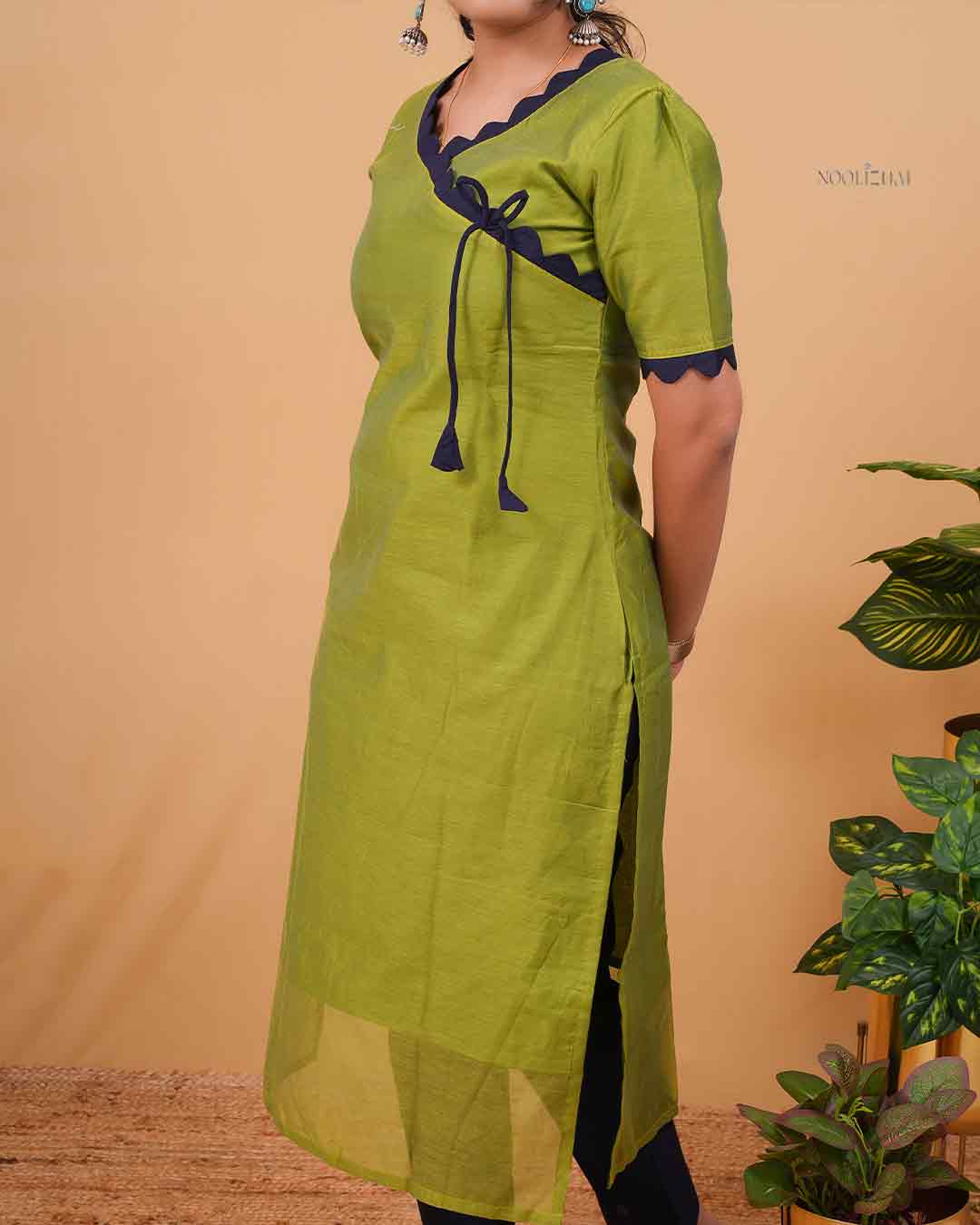 Designer wrap-Style Kurta in Green shade