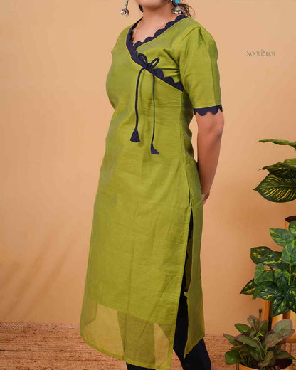 Designer wrap-Style Kurta in Green shade