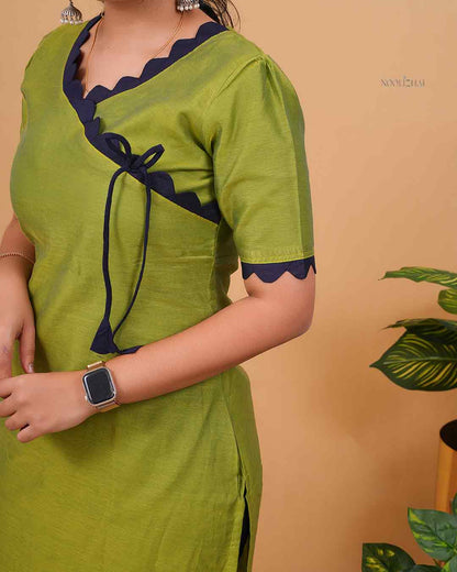 Designer wrap-Style Kurta in Green shade