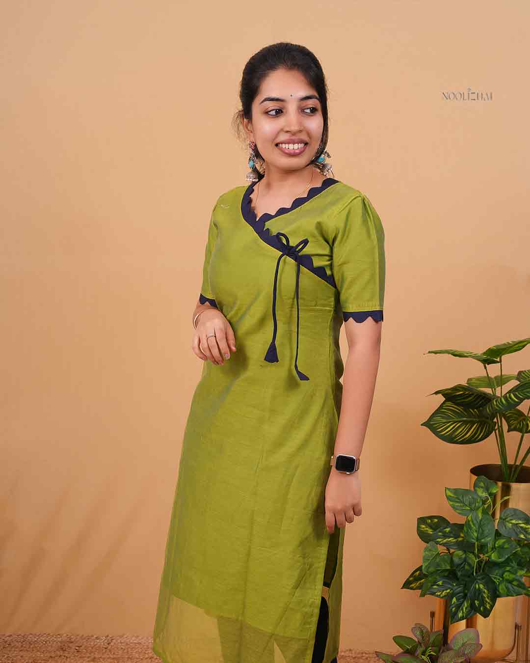 Designer wrap-Style Kurta in Green shade