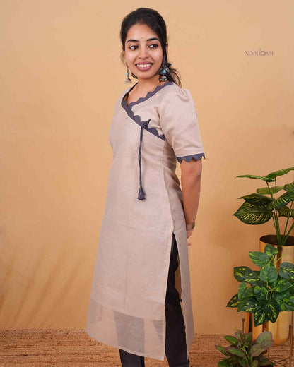 Designer wrap-Style Kurta in Grey shade
