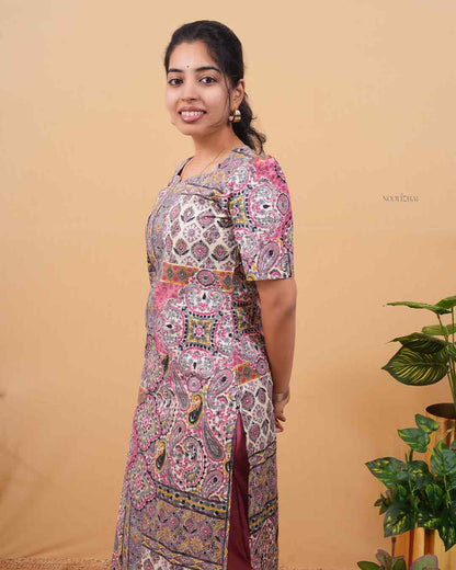Rose Mosaic Printed Straight Kurta