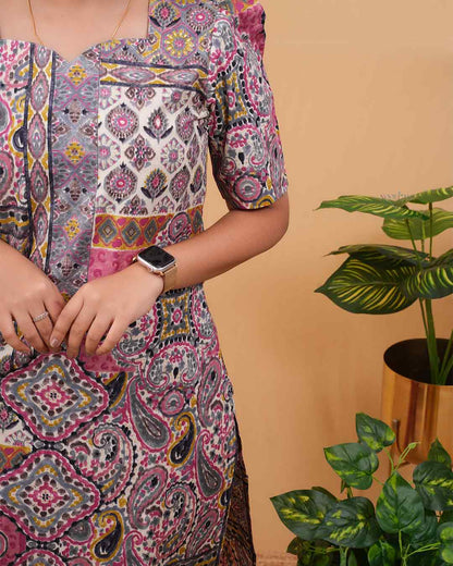 Rose Mosaic Printed Straight Kurta
