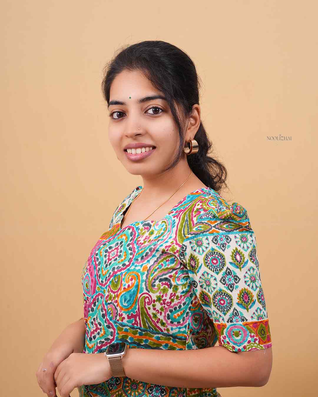 Green mosaic printed straight Kurti