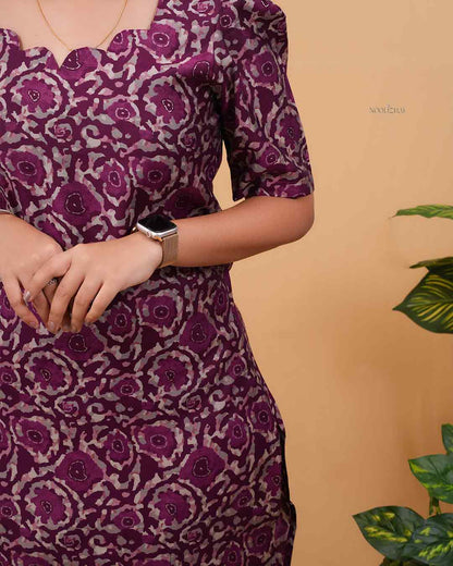 Women’s Printed Cotton Kurta Set with Straight Pants –  Everyday Wear