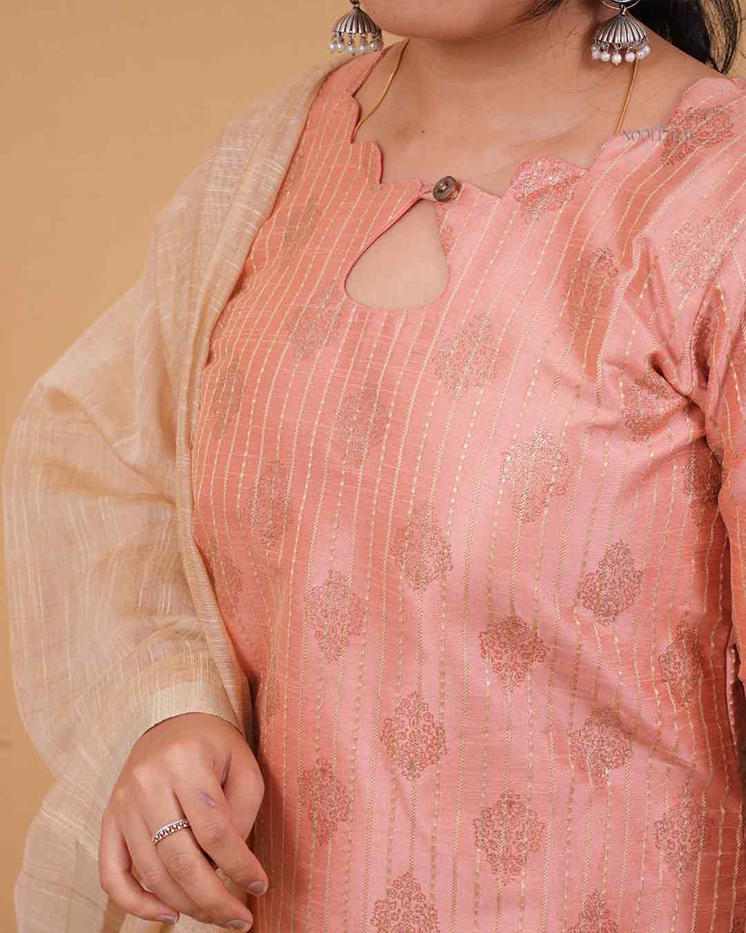 Soft Coral Kurta Set with Elegant Dupatta