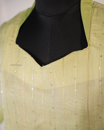 Green organza salwar set