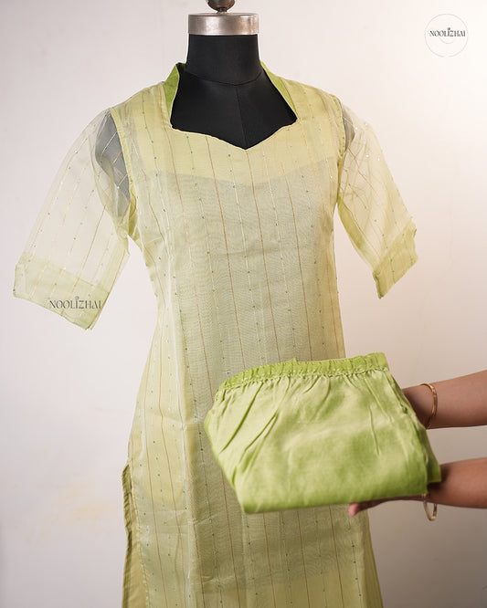 Green organza salwar set