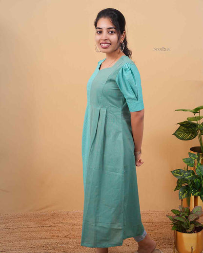 Sea Green Panel Stripe Cotton dress