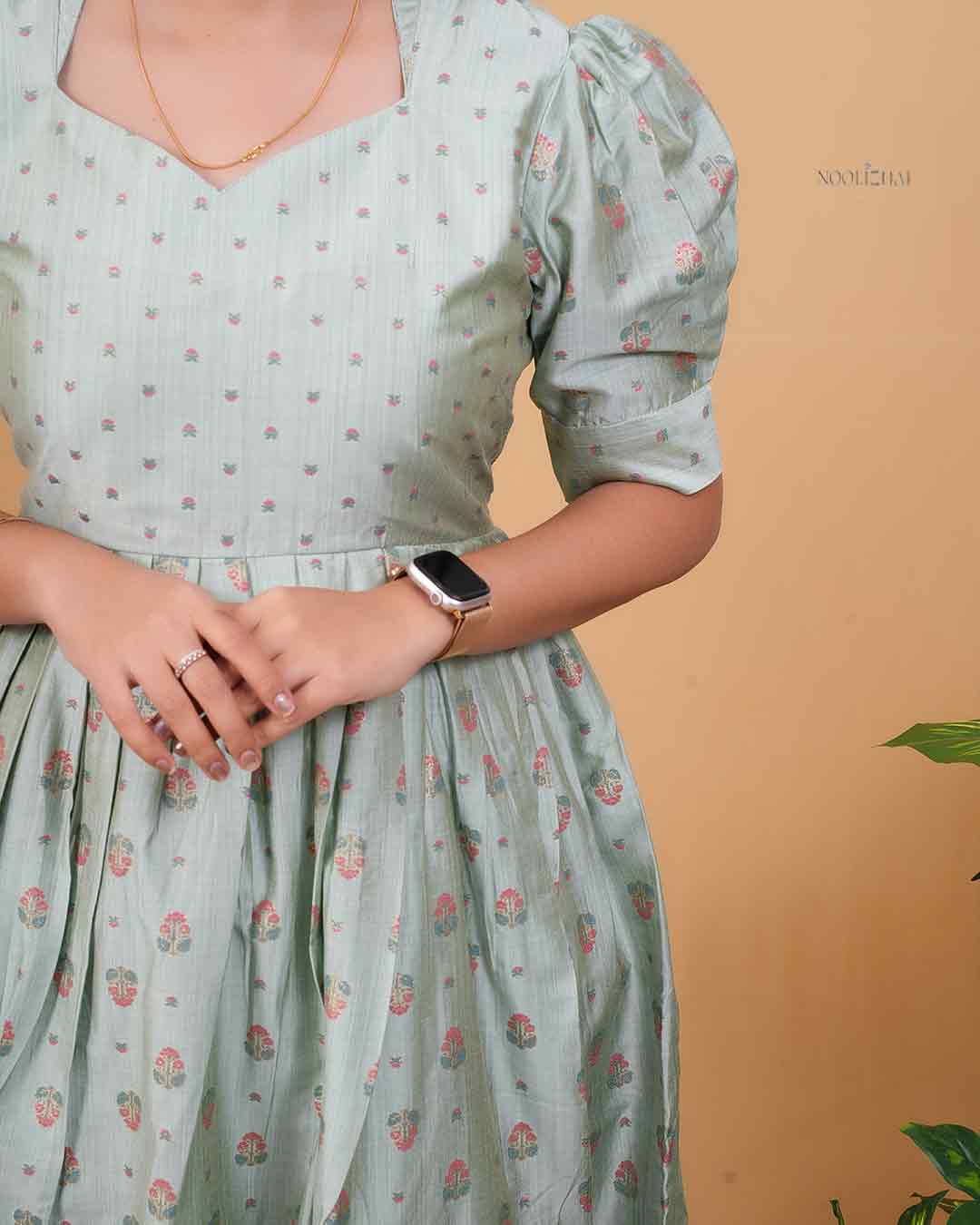 Mint green long salwar