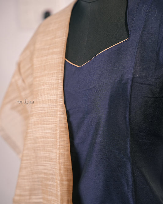 Navy blue silk salwar set