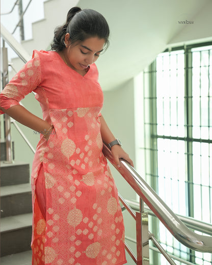 Peach muslin silk salwar set