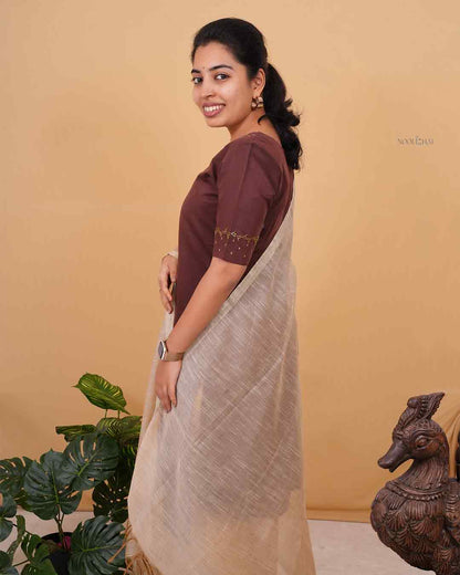 Mann Oviya Kurta Set (Dark brown)