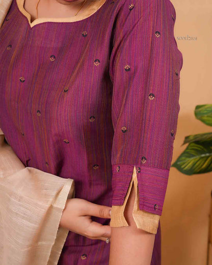 Amethyst Grace Kurta Set with Tissue Dupatta