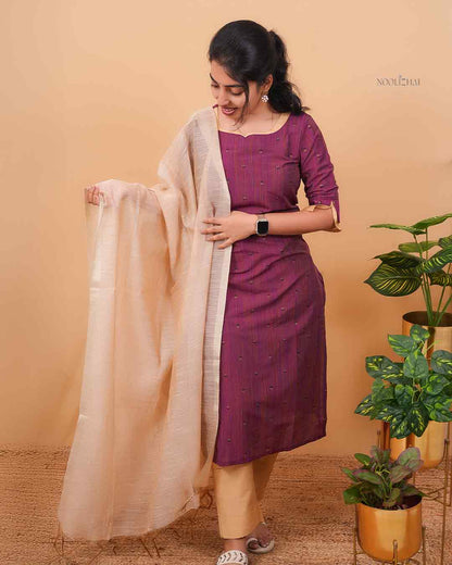 Amethyst Grace Kurta Set with Tissue Dupatta