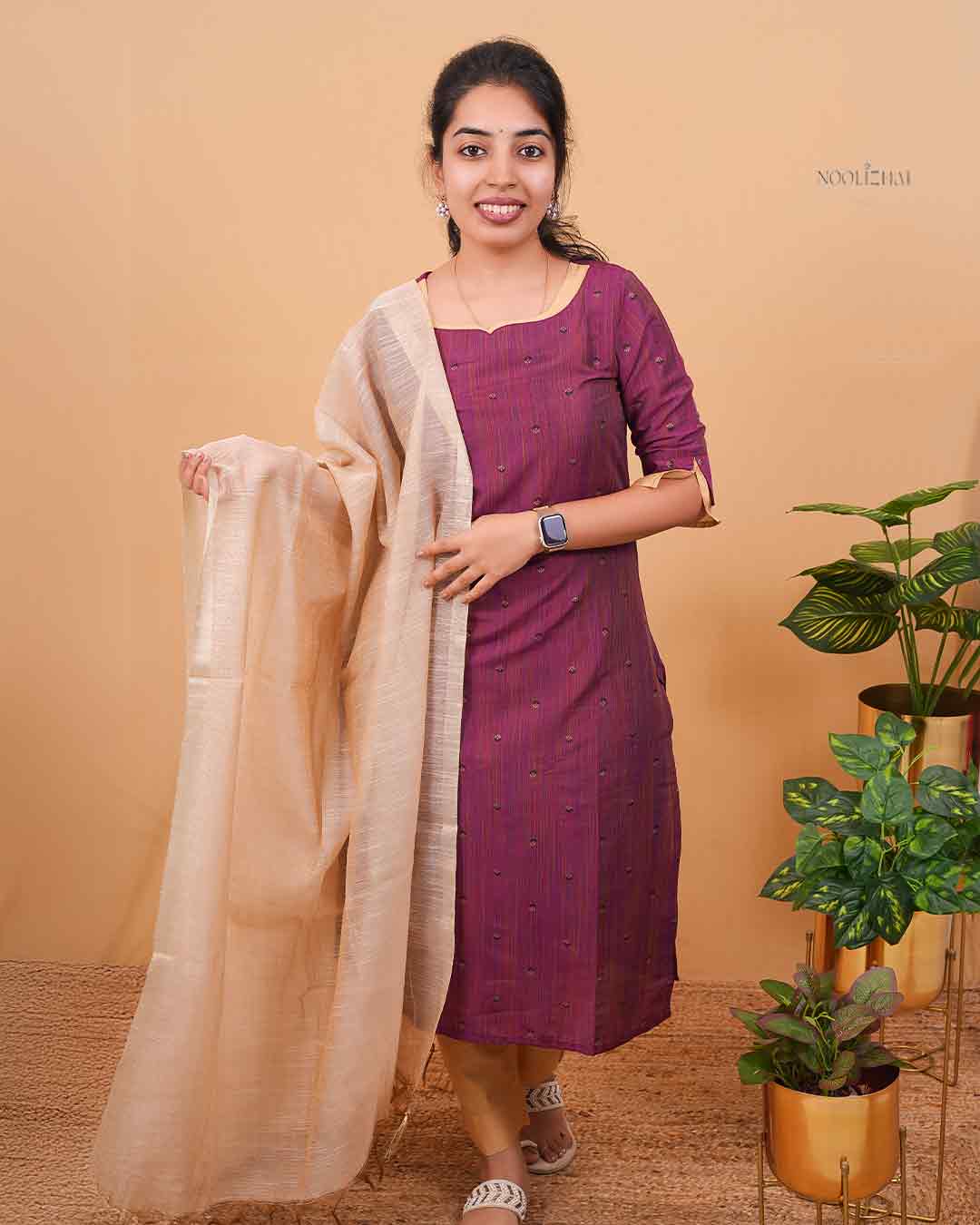 Amethyst Grace Kurta Set with Tissue Dupatta