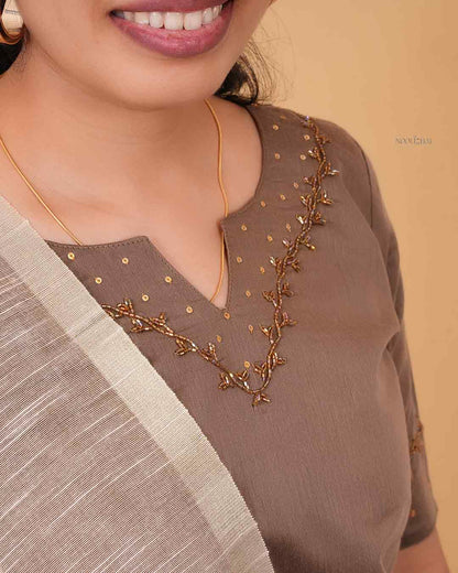 Mann Oviya Kurta Set(light brown)