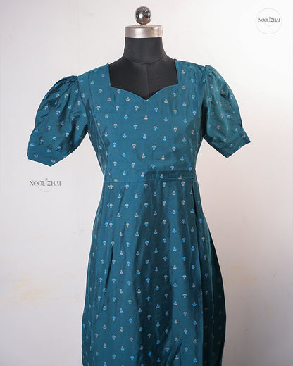 Teal silk maxi