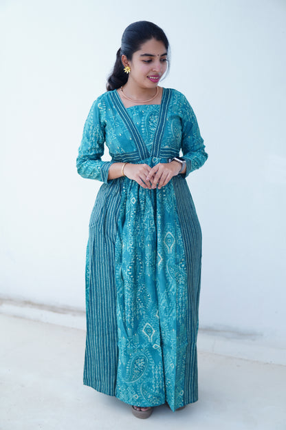 Teal Temptation: Full length Dress
