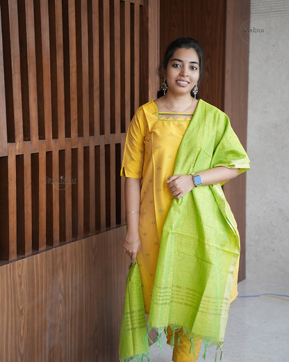 Yellow silk salwar set