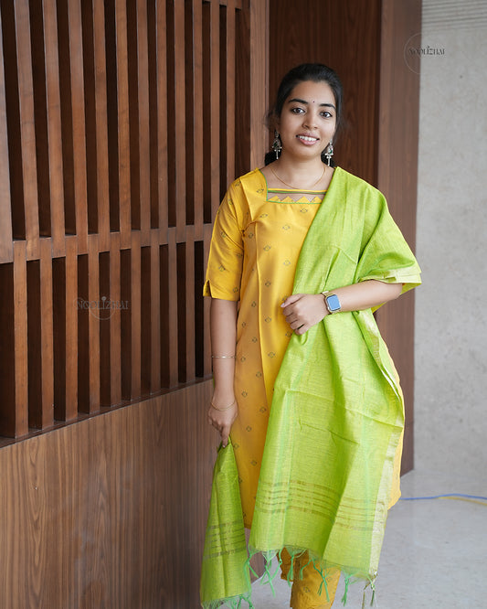 Yellow silk salwar set