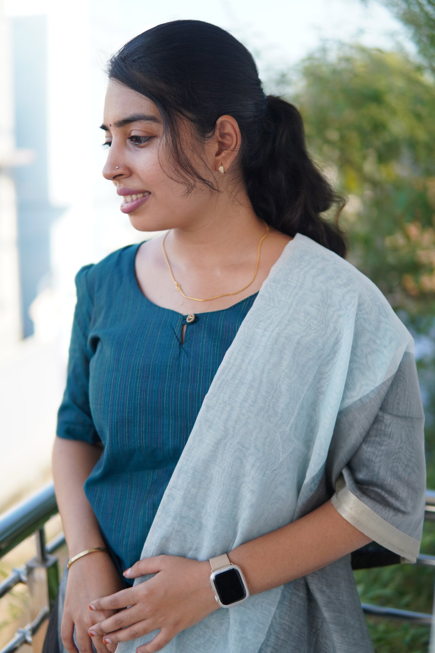 Oceanic Oasis:Teal salwar set with shawl